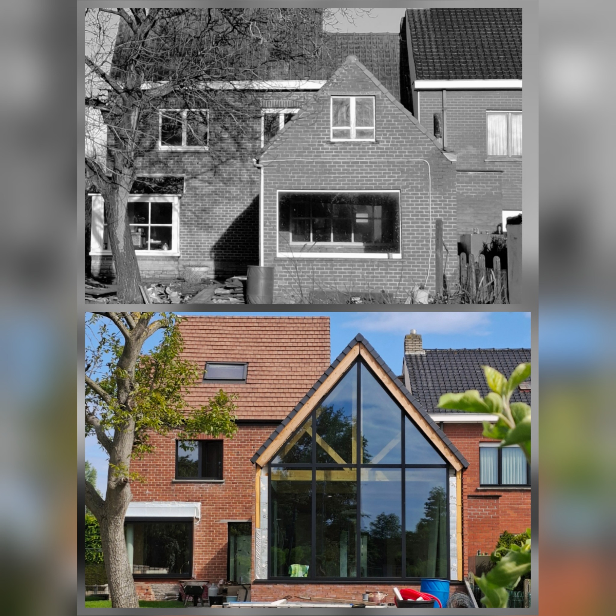 Bestaande en nieuwe achtergevel